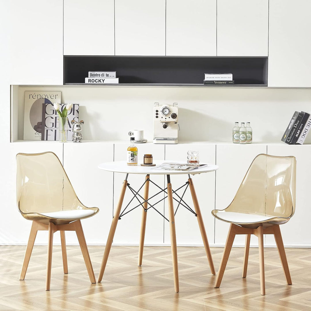 EGGREE 2er-Set Skandinavische SGS-geprüfte Esszimmerstühle, 2 Braune Transparente Küchenstühle mit M