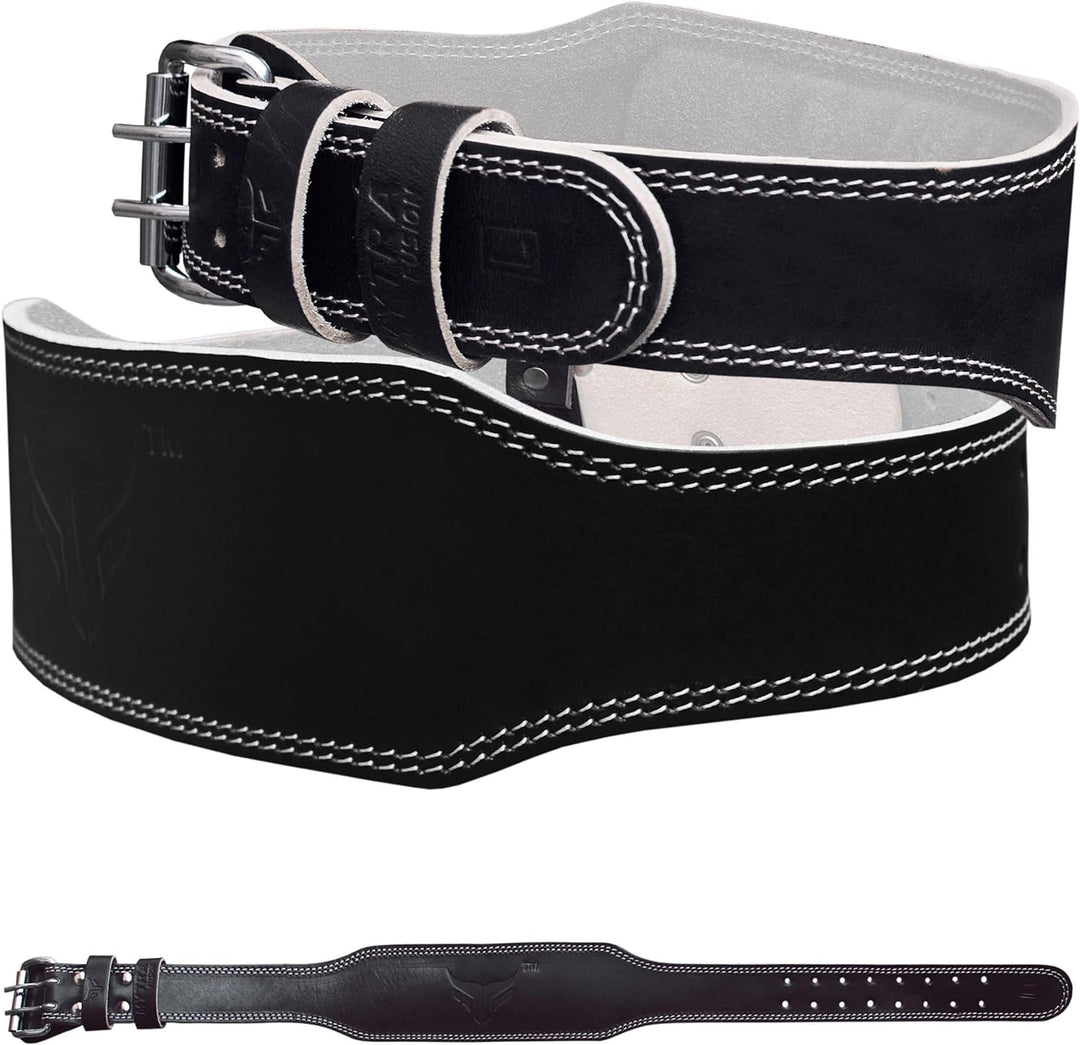 Mytra Fusion 4 inch Leather Weight Lifting Belt Schwarz L