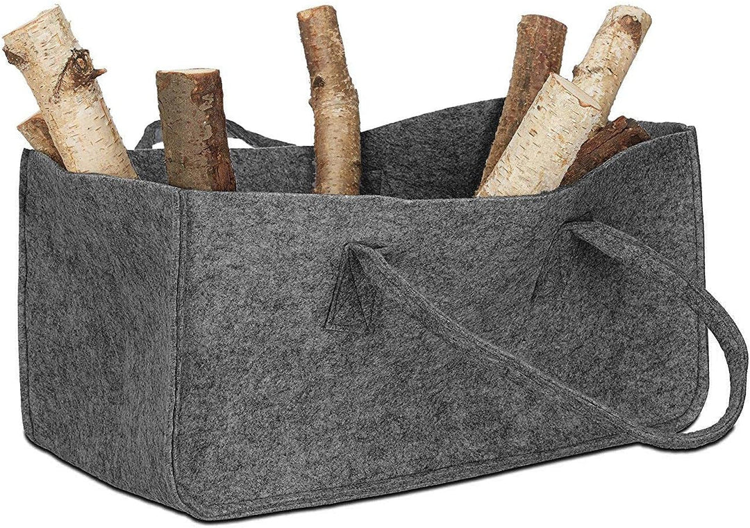 Close Up Filztasche Kaminholz Grau Tragetasche, Felt Bag Melange, aus robustem Polyesterfilz, mit He