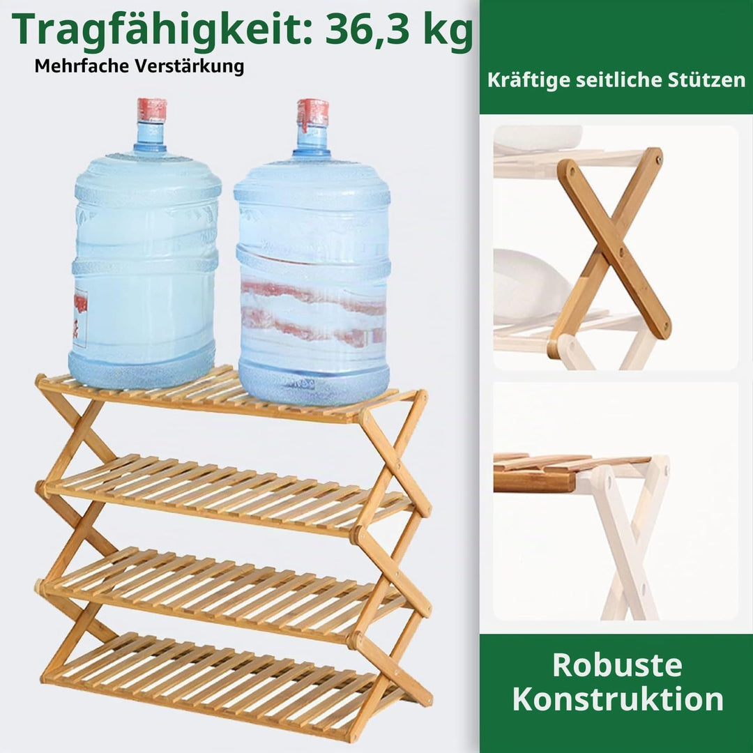 Schuhregal aus Bambus mit 6 Etagen, tragbar, zusammenklappbar, ohne Installation, kleines Schuhregal