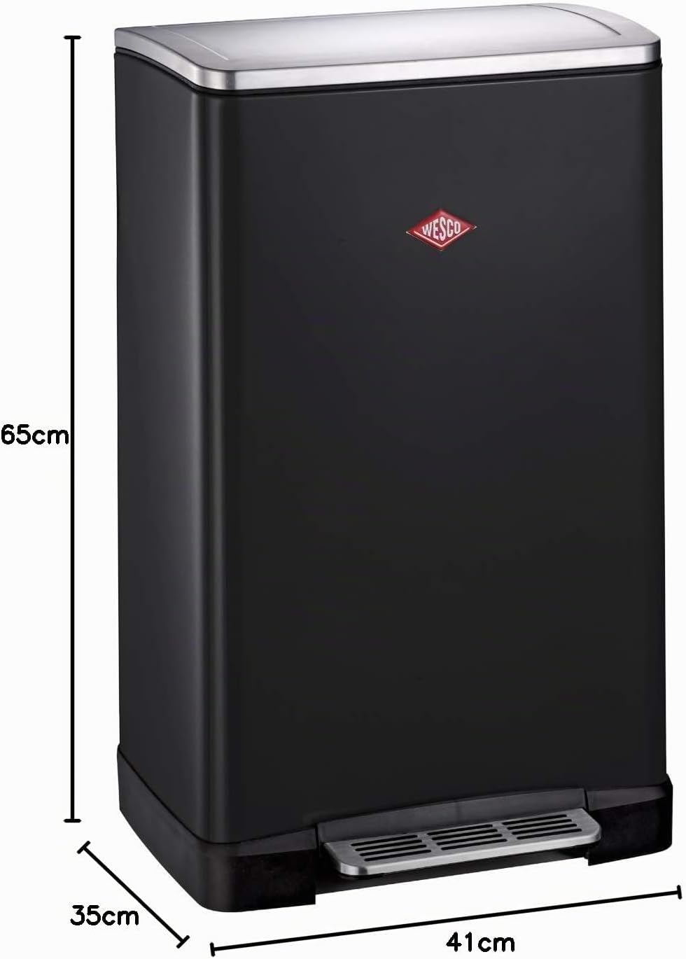 WESCO Big Double Boy, in der Farbe Schwarz verfügt über zwei getrennte Mülleimer 41 x 35 x 65 cm, je
