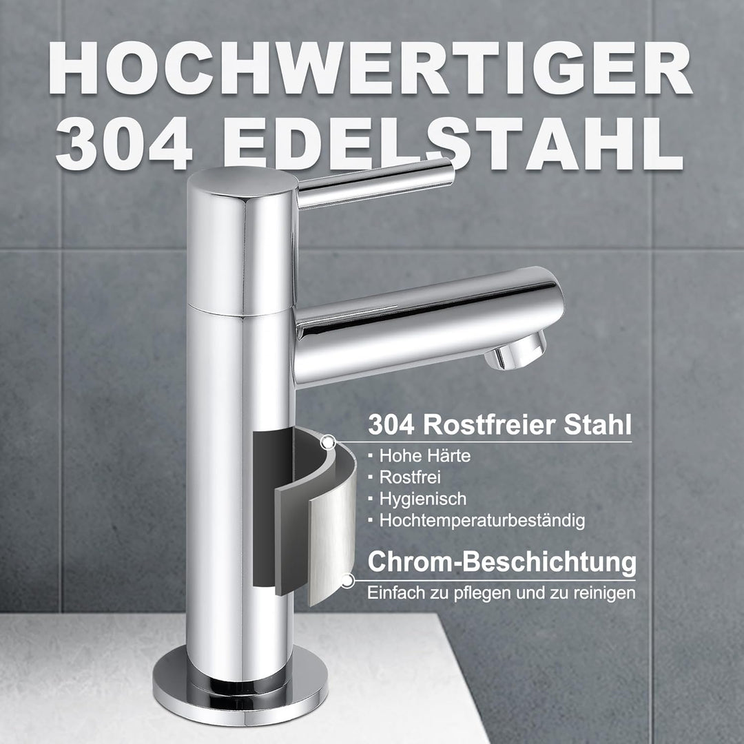 Florenta Kaltwasserhahn Gäste WC für kleine Waschbecken, Kaltwasserarmatur Waschtischarmatur aus Ede