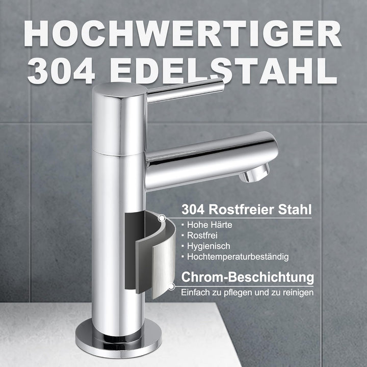 Florenta Kaltwasserhahn Gäste WC für kleine Waschbecken, Kaltwasserarmatur Waschtischarmatur aus Ede