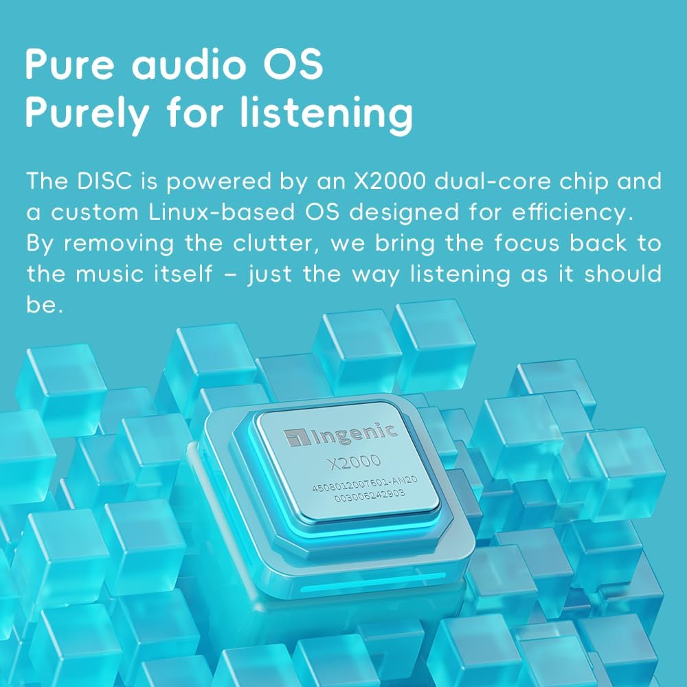 FIIO DISC Tragbarer HiFi-Musik-Player, Dual-DAC-Digital-Audio-Player mit 3,5-mm- und 4,4-mm-Ausgänge