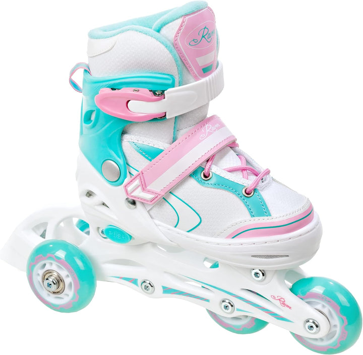 RAVEN 3in1 Inline Skates Triskates Rollschuhe Inliner für Kinder Mädchen verstellbar 30-33 (18,5cm-2