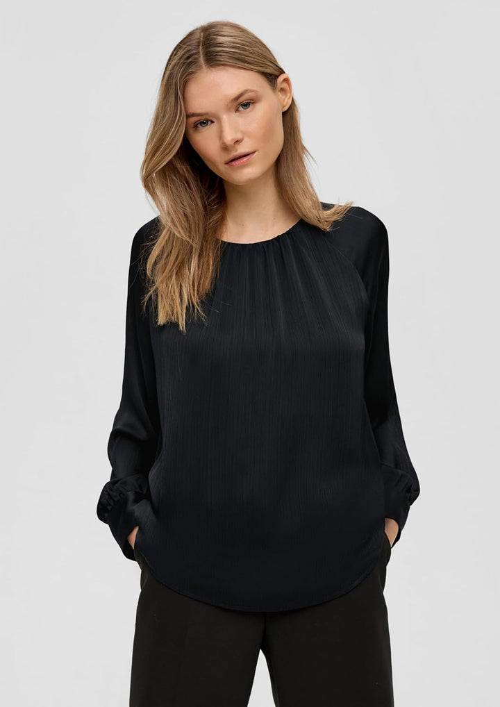 s.Oliver BLACK LABEL Damen Chiffon-Bluse mit Webstruktur, 9999