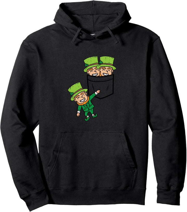 Three Irish Leprechauns Pocket Funny St Patricks Day Gift Pullover Hoodie