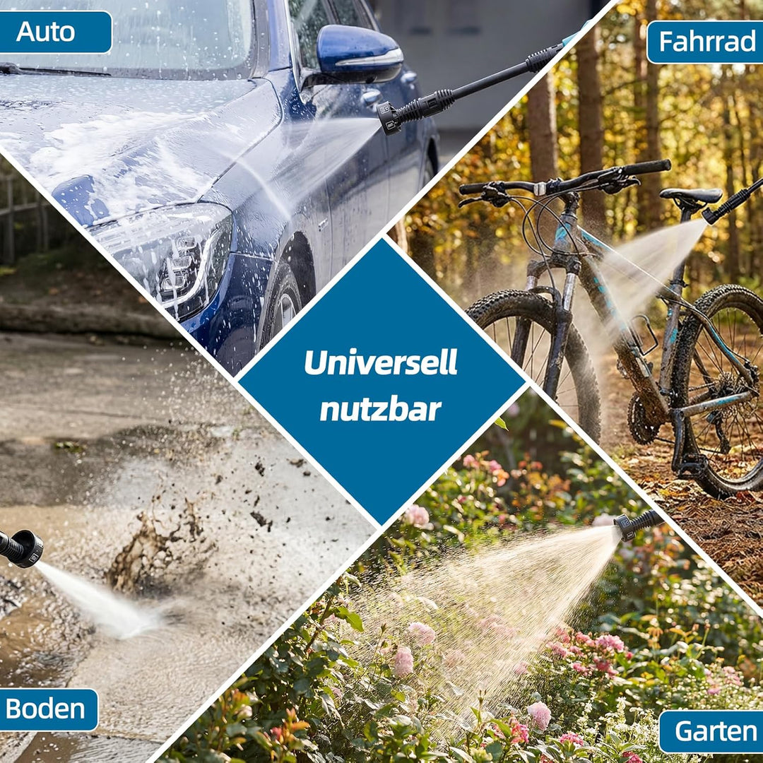 Akku Hochdruckreiniger, Pressure Washer 4-Gang-Modus Max 150Bar, Hydro Blast, Multifunktionale Mobil