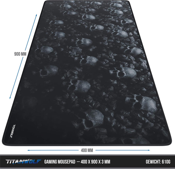 TITANWOLF - XXL Mauspad Gaming Titanwolf 900 x 400mm - XXL Mousepad gross Motiv - Tischunterlage Lar