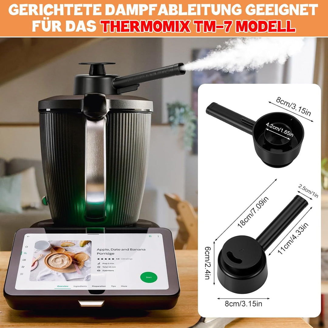 SelfTek Dampfumleiter für Thermomix TM7 - Dampfumleitung Zubehör mit Geschütztem Überlaufschutz, Dam