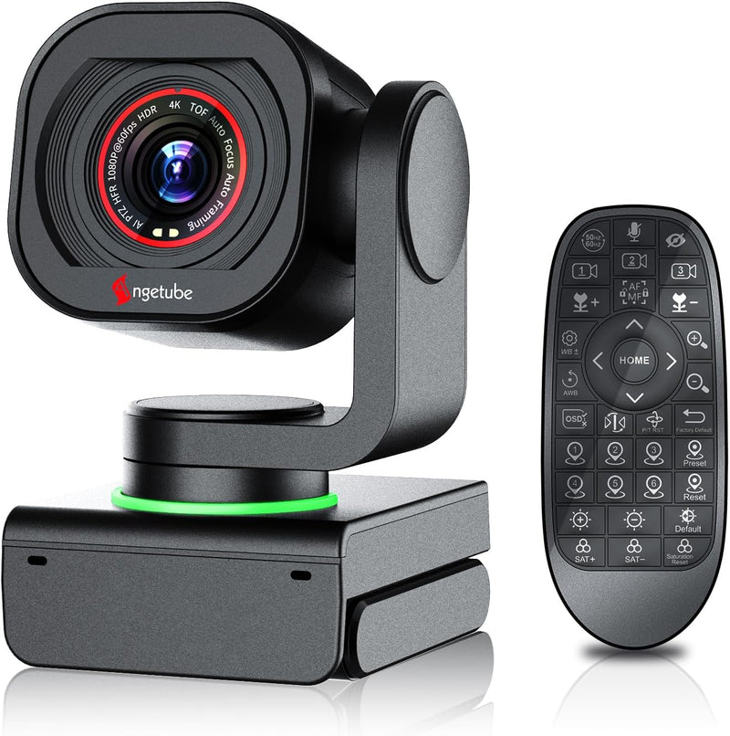 Angetube 4K Webcam mit Gestensteuerung, AI-Tracking,USB 3.0 PTZ Streaming PC Kamera mit Dual NR-Mikr