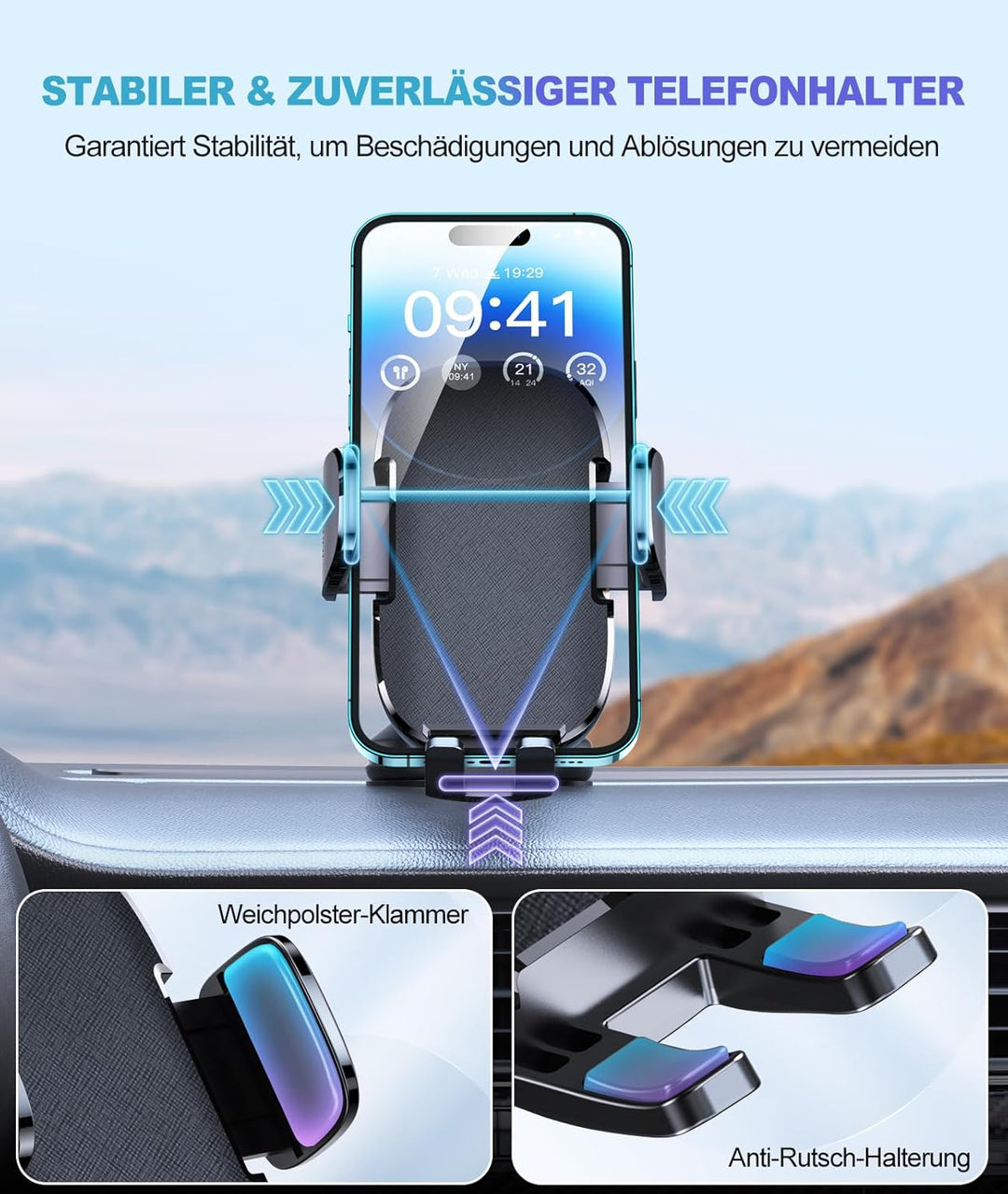 Handyhalterung Auto, [Hervorragender Halt] 360° Drehbarer Handy Halterung Auto, Ultrastarke Klebrige