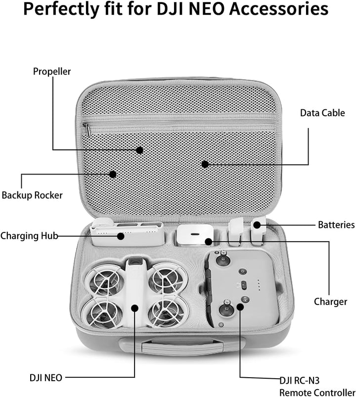 Tasche für DJI Neo Drohne, Tragbare Tragetasche Aufbewahrungs, PU Reisetasche Case für DJI Neo und R