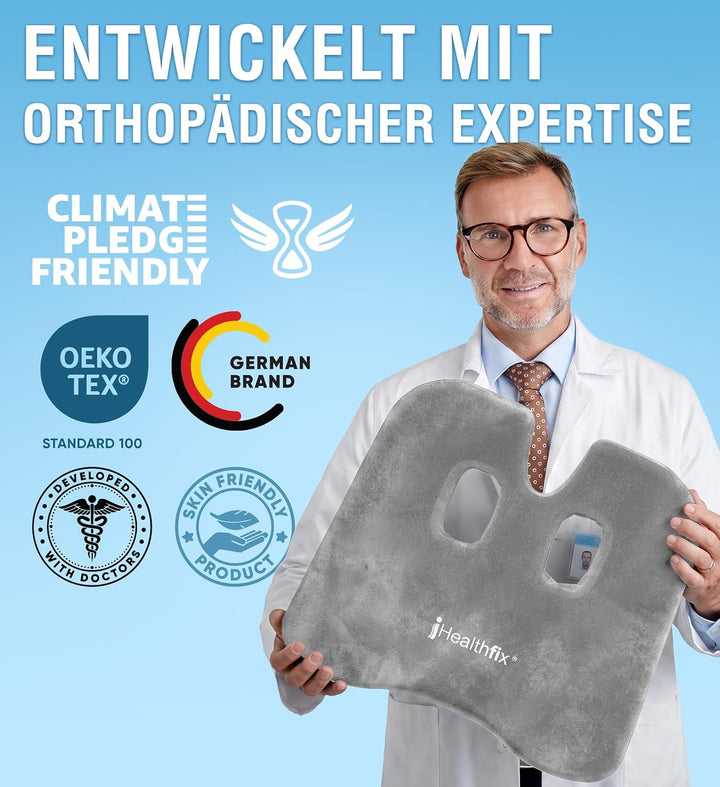 Healthfix Auto Sitzkissen [Verbessertes Design 2026], Autositzkissen zur Druckentlastung von Steissb