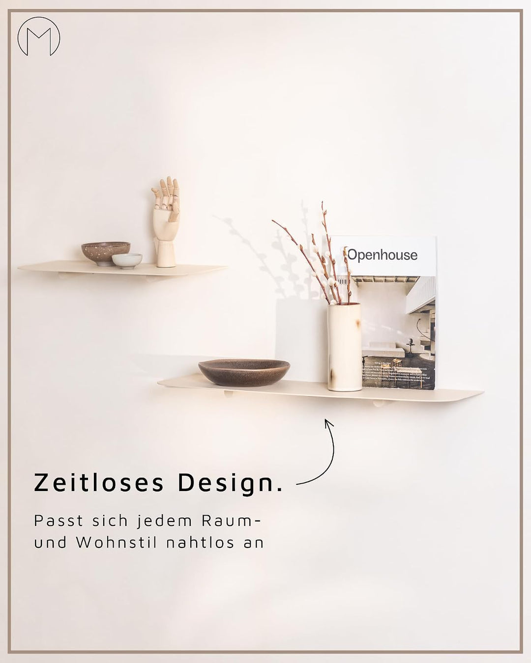 Metallbude Wandregal LENN - Weiss - Modernes, minimalistisches Metallregal mit Wandmontage- Kratz-,