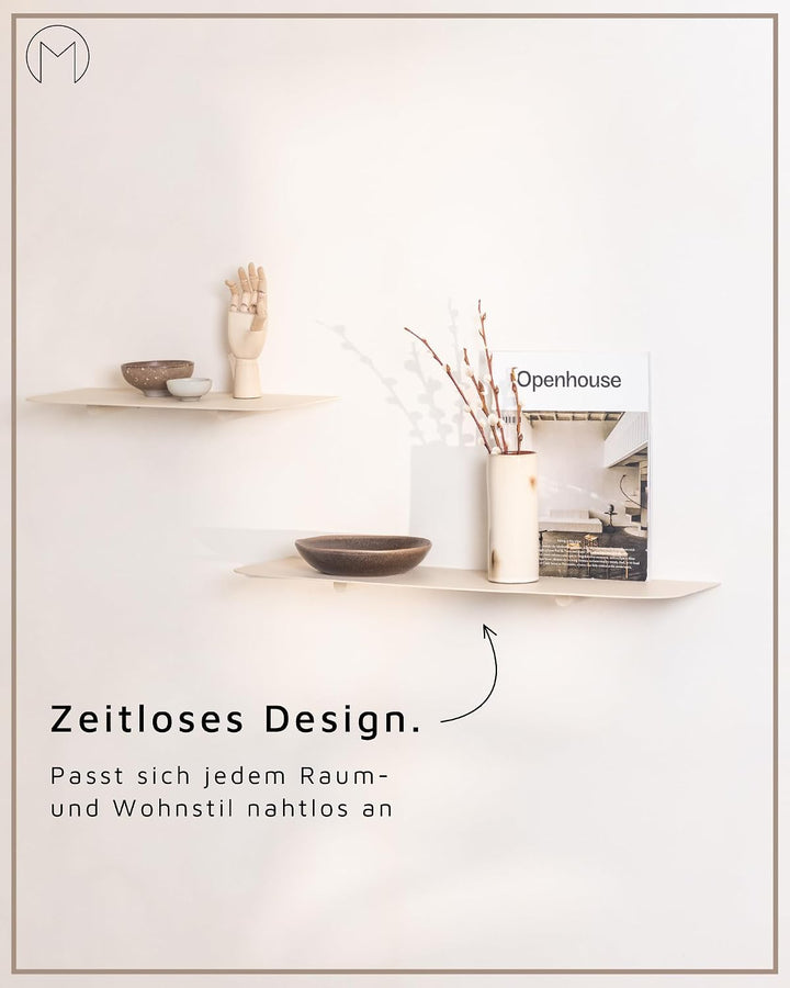 Metallbude Wandregal LENN - Weiss - Modernes, minimalistisches Metallregal mit Wandmontage- Kratz-,
