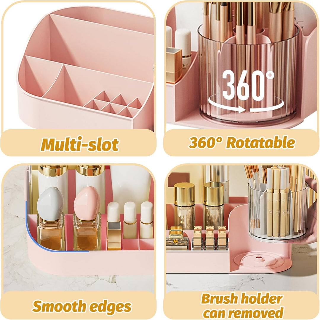 DASITON Make Up Kosmetik Organizer, 360° drehbarer Make Up Pinsel Organizer, Schmink Aufbewahrung fü