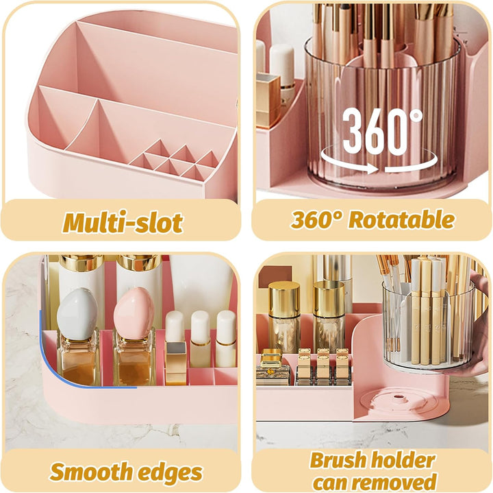 DASITON Make Up Kosmetik Organizer, 360° drehbarer Make Up Pinsel Organizer, Schmink Aufbewahrung fü