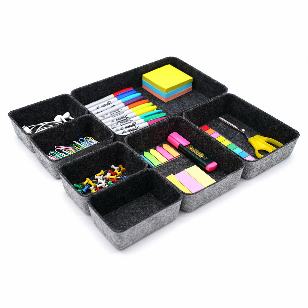 Welaxy Drawer organizers bins felt storage bin office organizer shallow small Desk organizer trays D