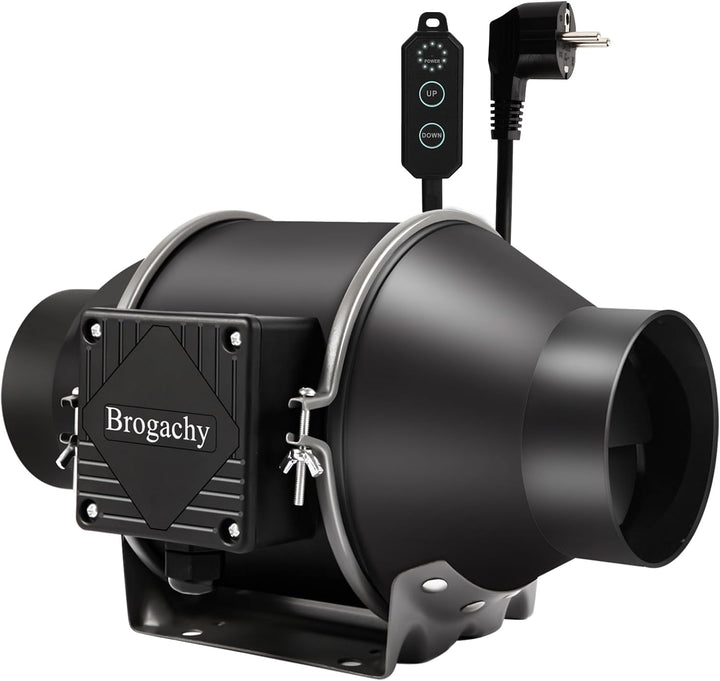 Brogachy 100mm Rohrventilator Regelbar PWM,375 m³/h Abluftventilator für Heizung, Kühlung, Wachstums