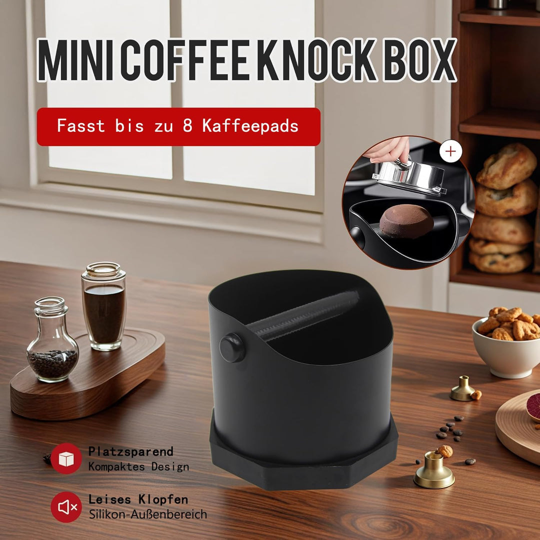 Abklopfbehälter Siebträger,Knock Box mit Abnehmbarer Abklopfskeule Espresso Klopfbox Barista Stil mi