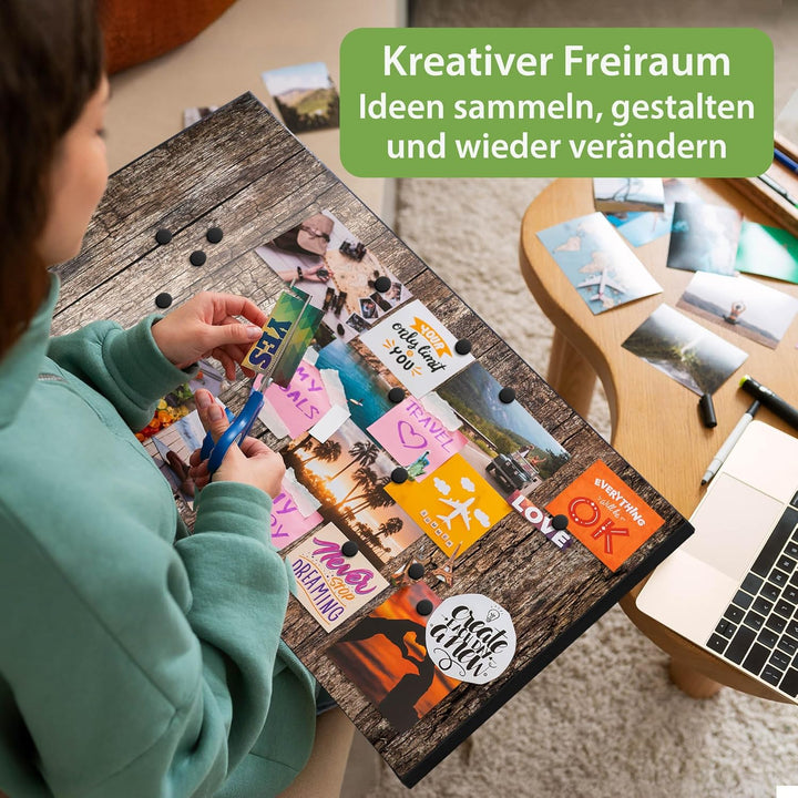 banjado Magnettafel schwarz 78 x 37cm / Magnetwand Metall/Magnetpinnwand als Memoboard/Pinnwand Magn