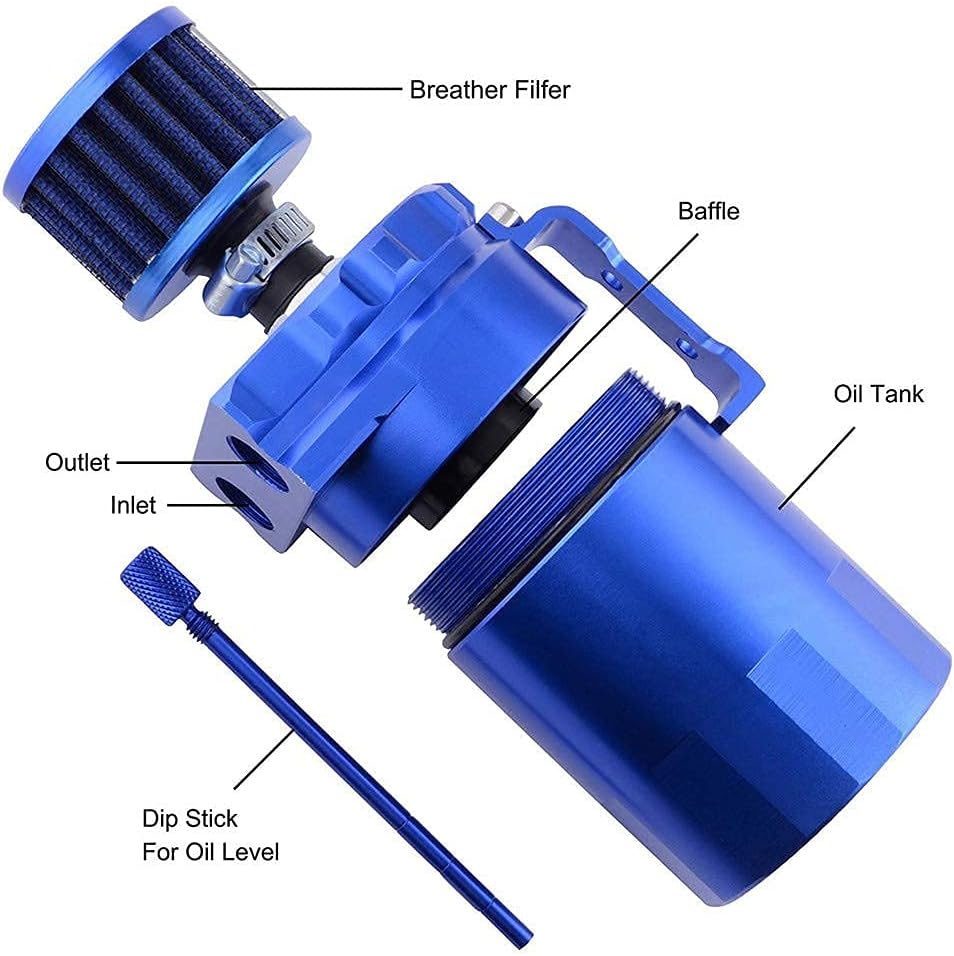 Towwoo Oil Catch Can, 300ml Aluminium Auto Reservoir Tank Universal Air Oil Seperator mit Luftfilter