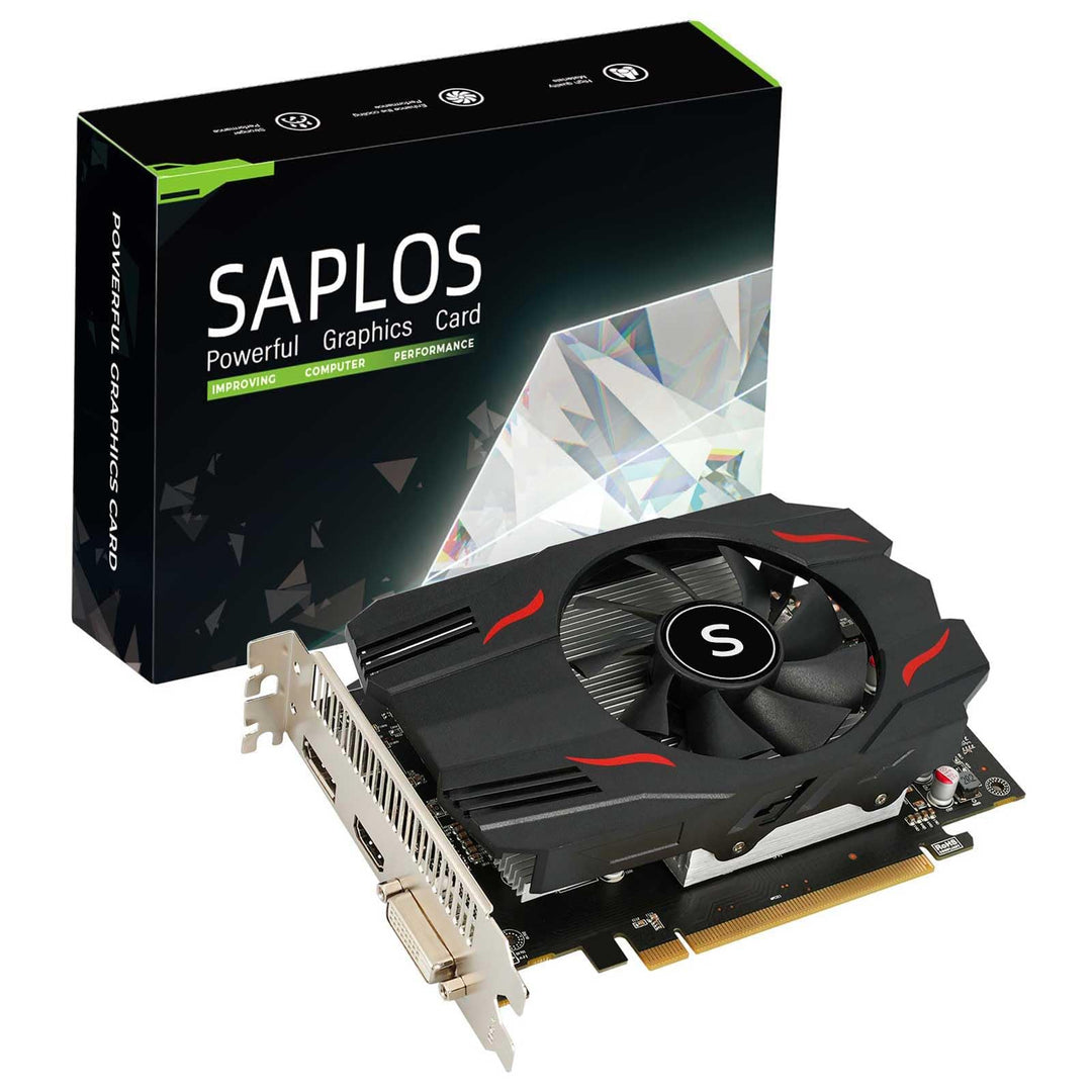 SAPLOS Radeon RX 550 Grafikkarte, 4GB, GDDR5, 128-Bit, DisplayPort DVI-D HDMI, ITX Design, PC Graphi