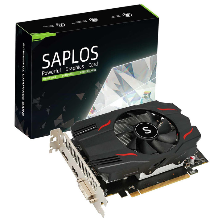 SAPLOS Radeon RX 550 Grafikkarte, 4GB, GDDR5, 128-Bit, DisplayPort DVI-D HDMI, ITX Design, PC Graphi