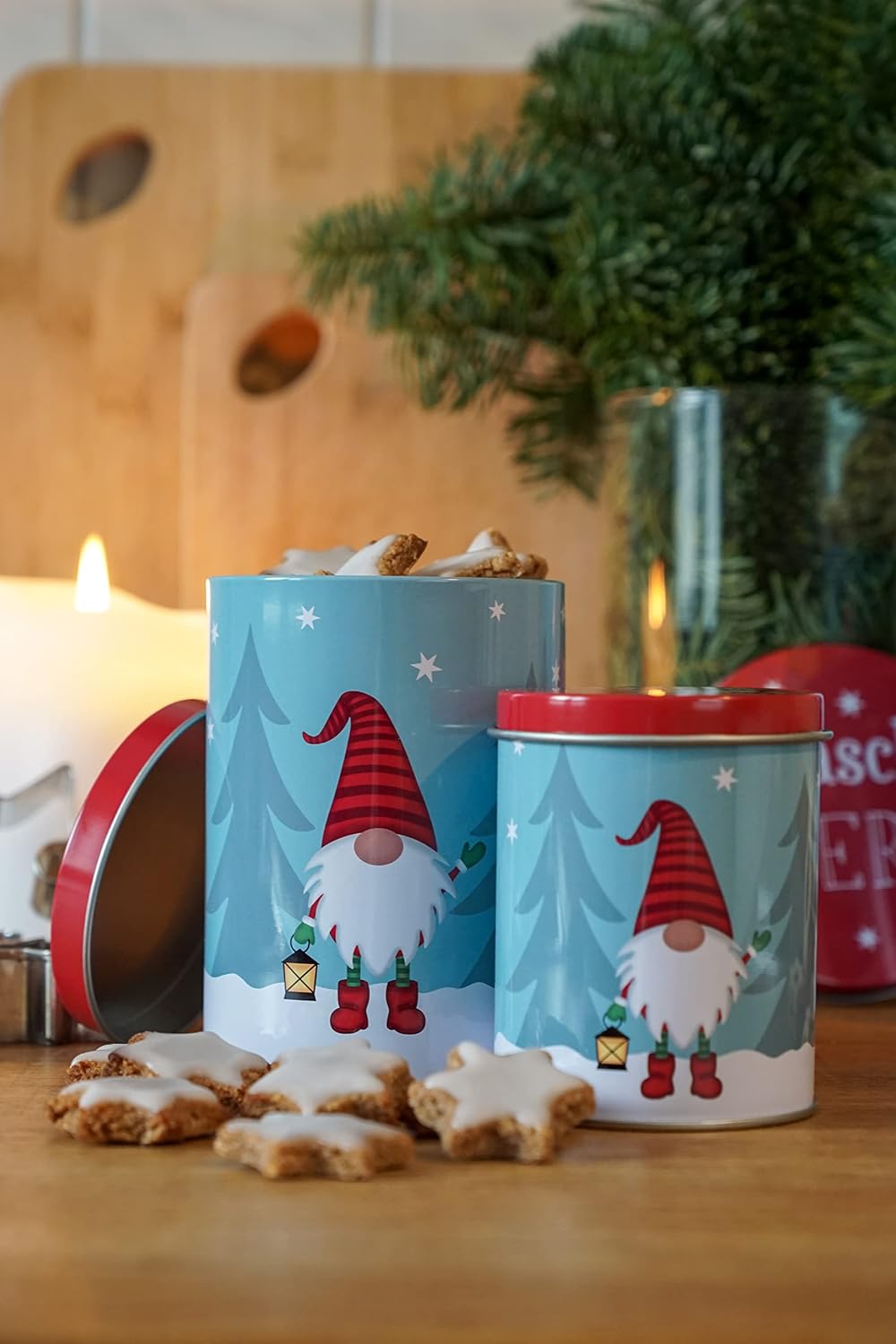 Geschenkset Keksdose Plätzchendose Metalldose 6er Set "Wichtel" Weihnachten mit süsser Rentier Mini-