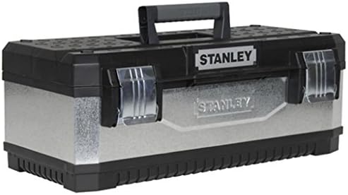 Stanley Werkzeugbox Metall-Kunststoff (galvanisiert, 23 Zoll, mit Vorhängeschloss, Metallschliessen,