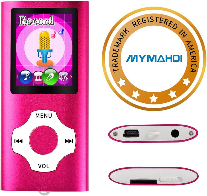 Mymahdi MP4 /MP3 beweglicher Spieler, Rosa mit 1.8 Zoll LCD-Schirm und Memory Einbauschlitz, maximal