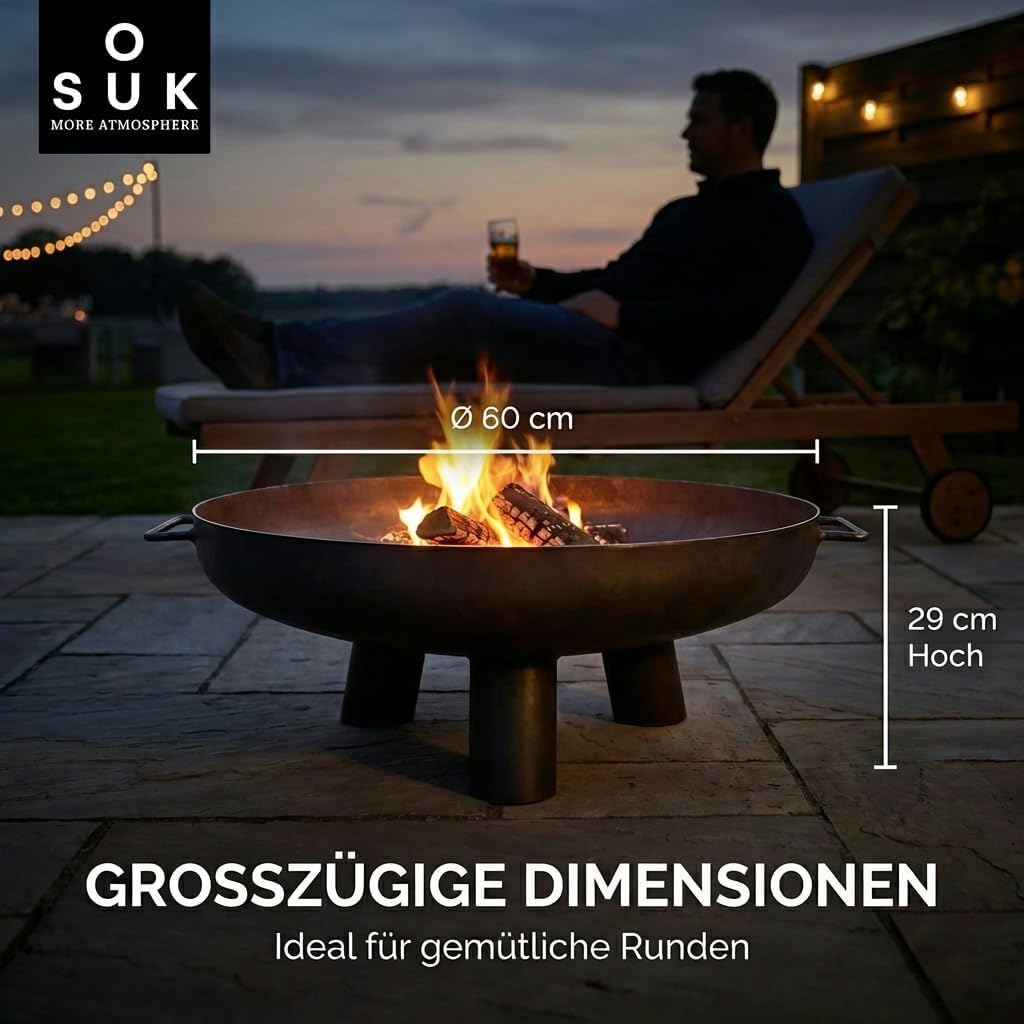 Feuerschale Kreta 60 cm, Feuerschale - Feuerstelle für den Garten, Terrasse und Balkon, Feuertonne u
