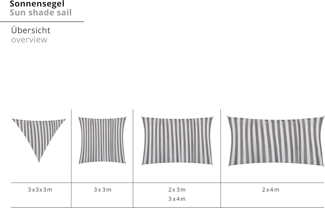 Lumaland Sonnensegel Rechteckig 2 x 4 Meter | Wetterbeständiger Sonnenschutz inkl. Befestigungsseile