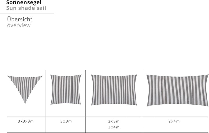 Lumaland Sonnensegel Rechteckig 2 x 4 Meter | Wetterbeständiger Sonnenschutz inkl. Befestigungsseile