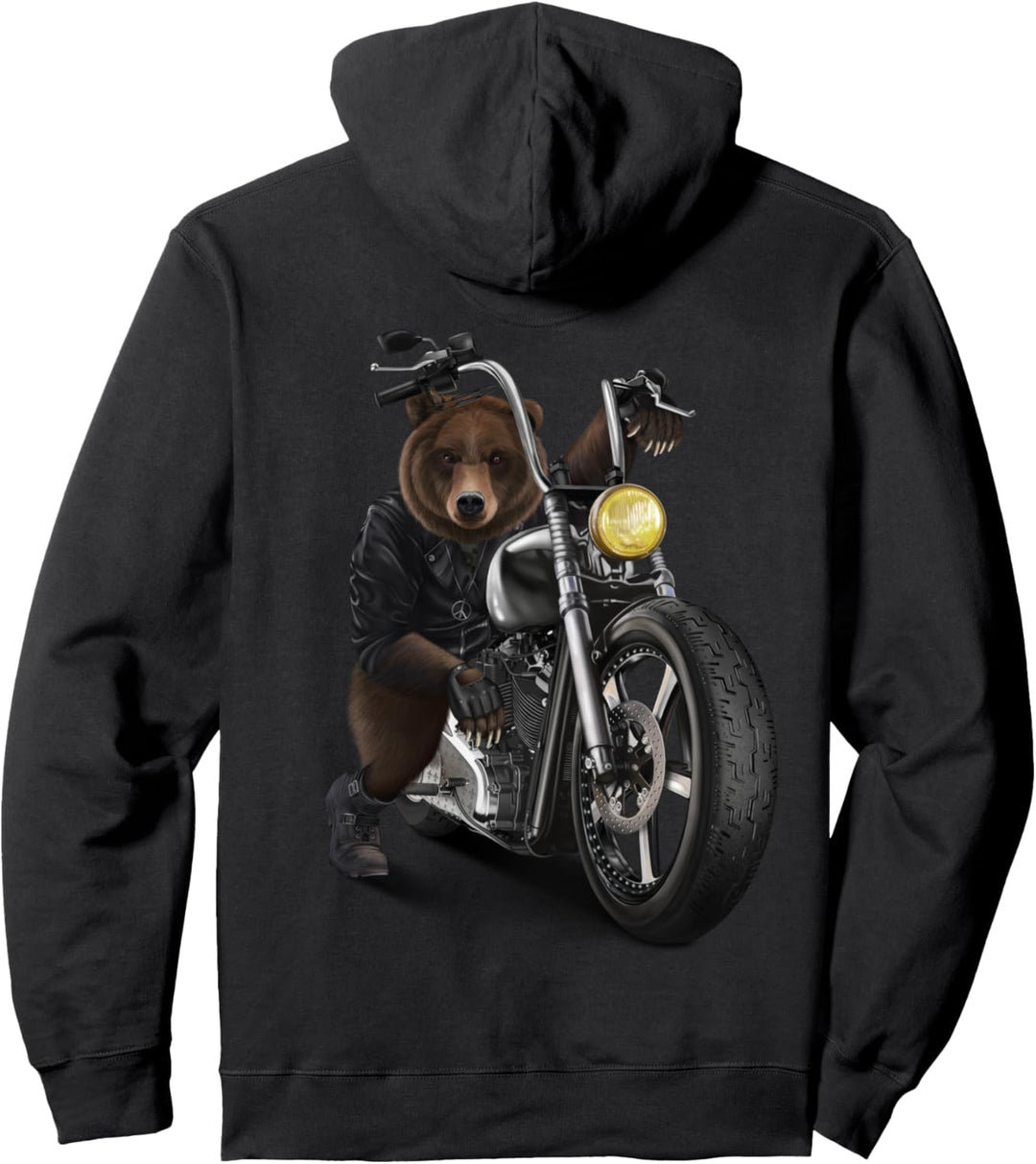 Grizzlybär fährt ein Chopper Motorrad Pullover Hoodie