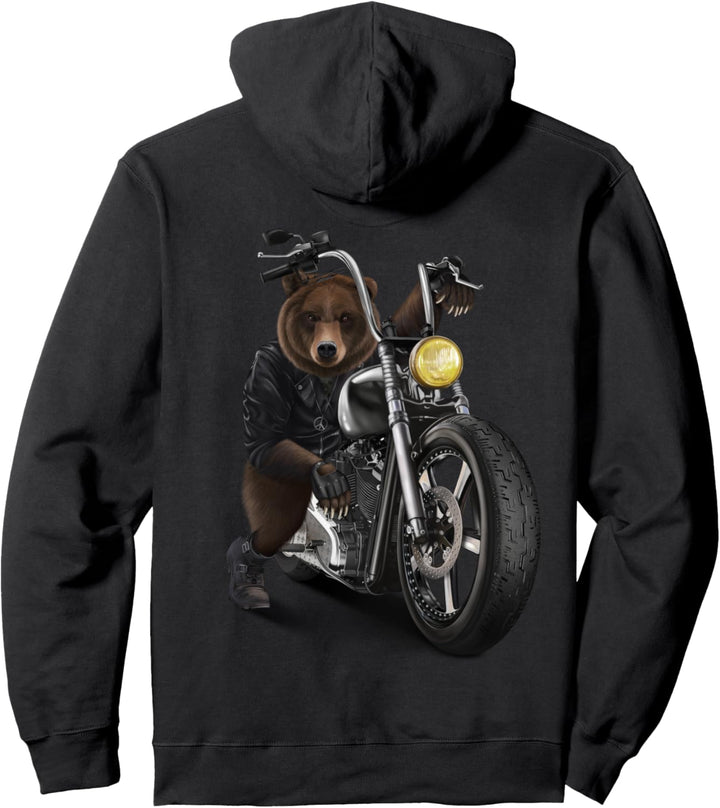 Grizzlybär fährt ein Chopper Motorrad Pullover Hoodie