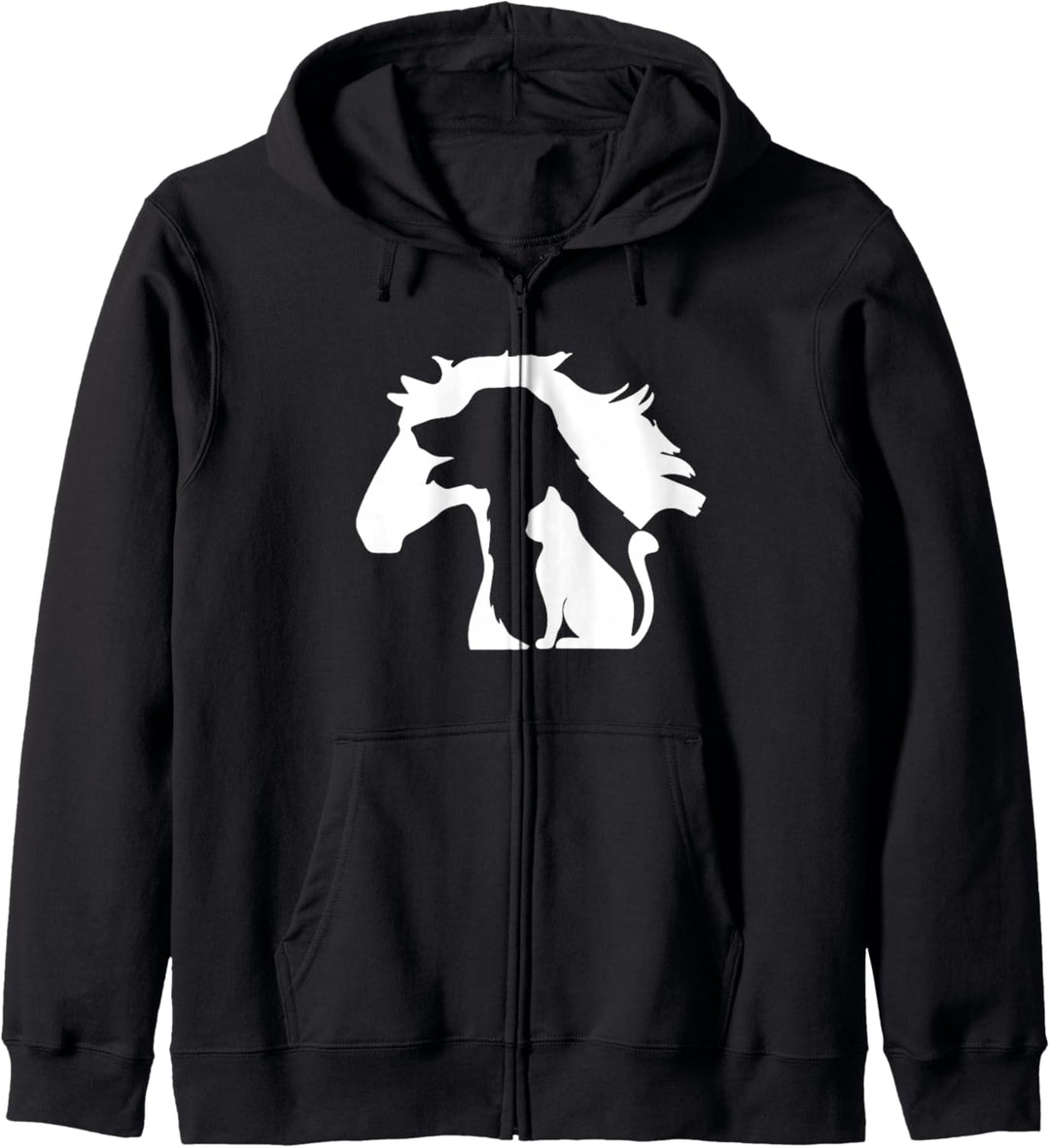 Pferd Hund & Katze, minimalistische Kunst, abstrakte Silhouette Overlay Kapuzenjacke