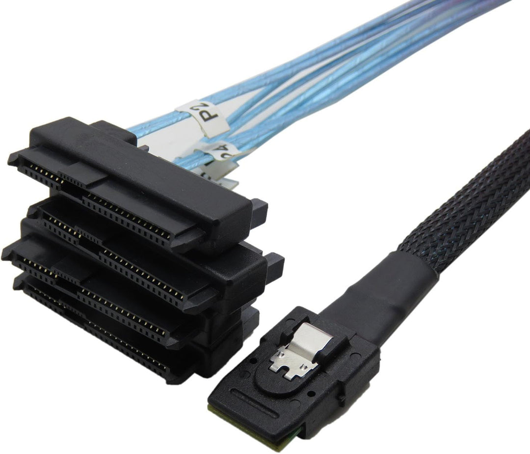 YIWENTEC Mini SAS 36 SFF-8087 to (4) SFF-8482 Connectors with SATA Power 0.5m, 0.5M