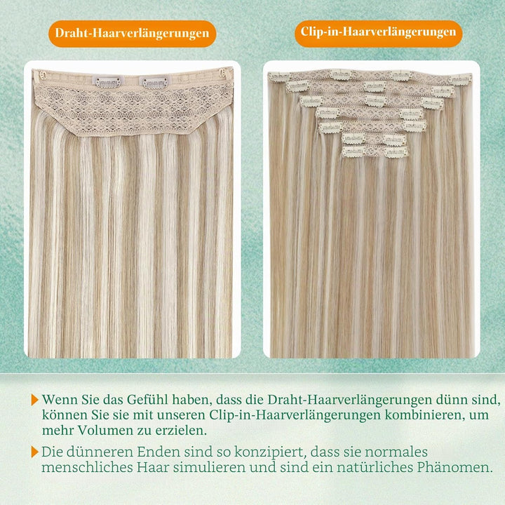 Easyouth Draht Hair Extensions Echthaar Blond Wire Haar Extensions Remy Echthaar miut Draht Extensio