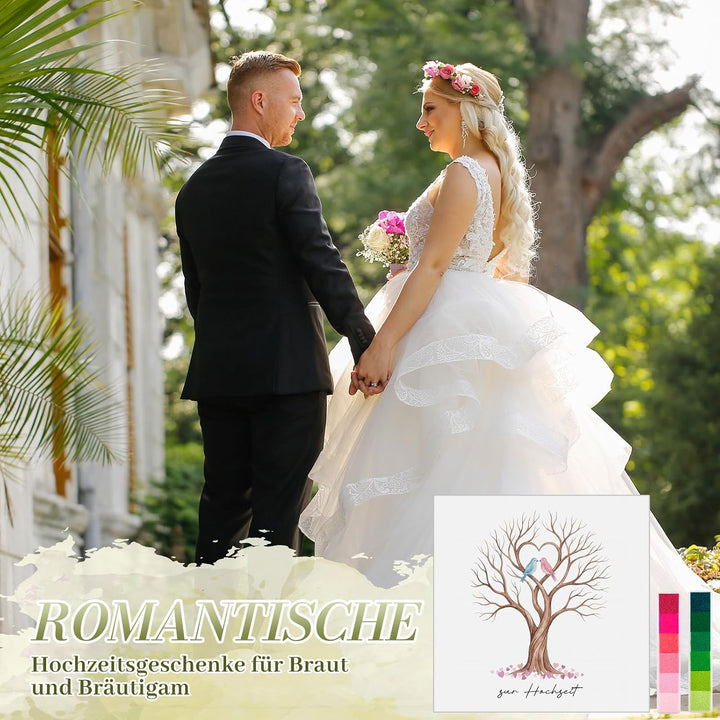 Tenare Gästebuch Hochzeit 50 x 50 cm, Leinwand mit Holzrahmen | Fingerabdruck Hochzeit mit Stempelki