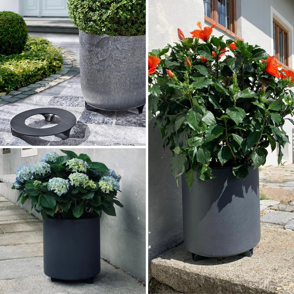 2er Set - Untersetzer Blumentopf – Farbe: Schwarz - Rund - 16cm Durchmesser - Recycling Material - M