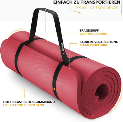 TRESKO Yogamatte Phthalatfrei - Gymnastikmatte rutschfest, Pilatesmatte Fitnessmatte mit Tragegurt,