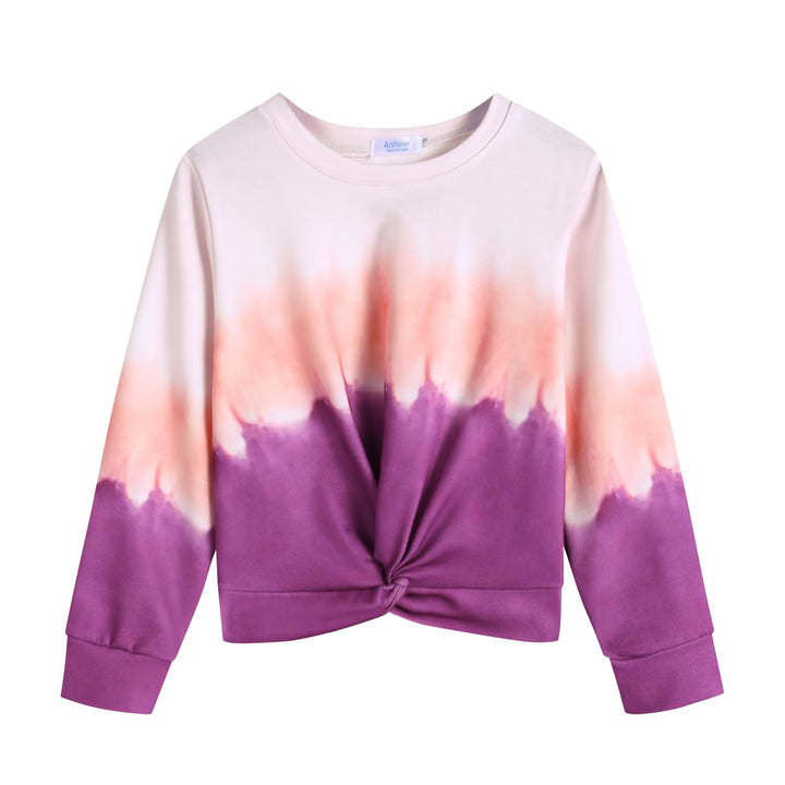 Arshiner Mädchen Sweatshirt Batik Langarm Pullover Leichtgewicht Sport Kleidung Kinder Tie Dye Langa