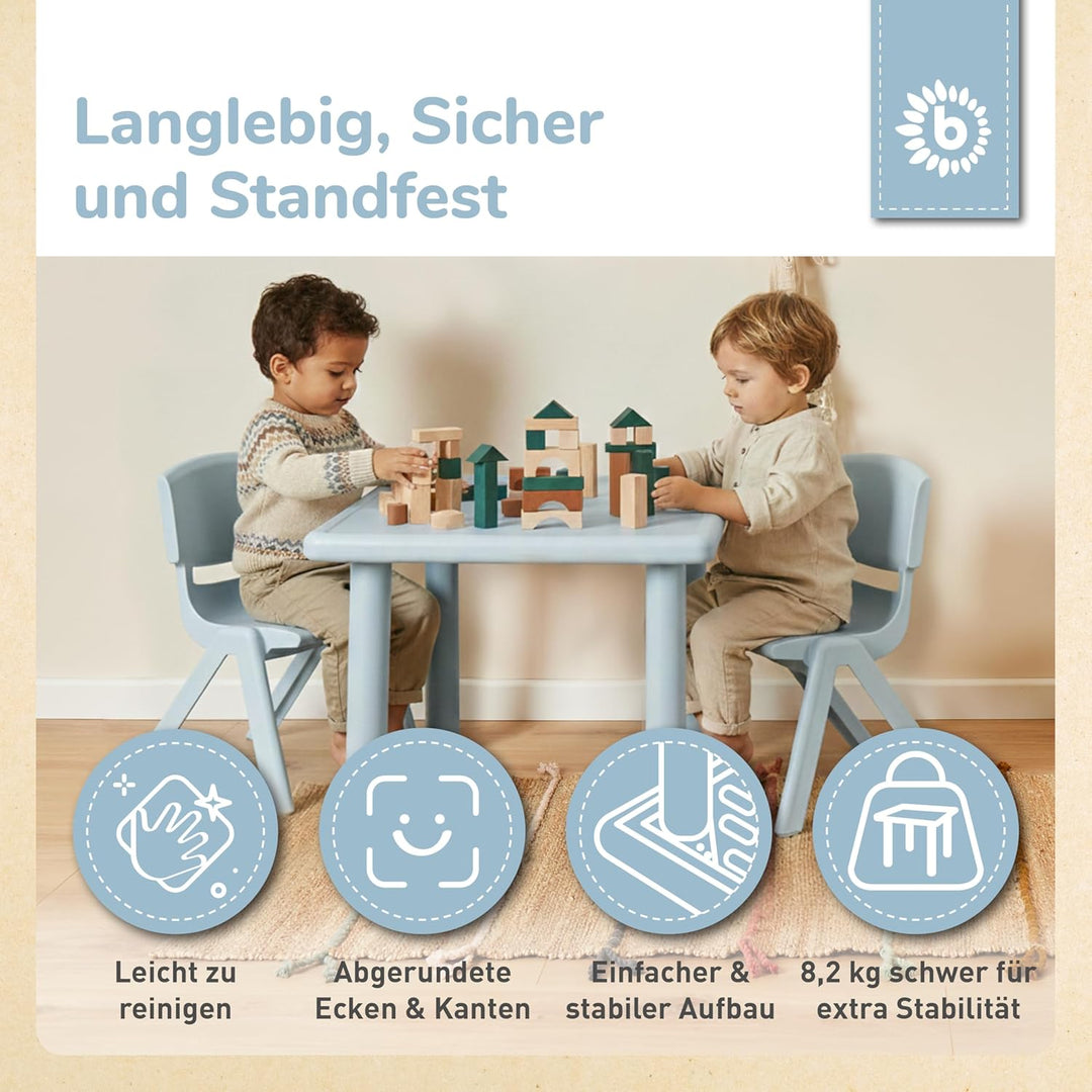 Bieco Kindertisch Gross Hazy Blue 62x 62x 52 cm | Kinder Tisch | Gartentisch Kunststoff | Gartenmöbe