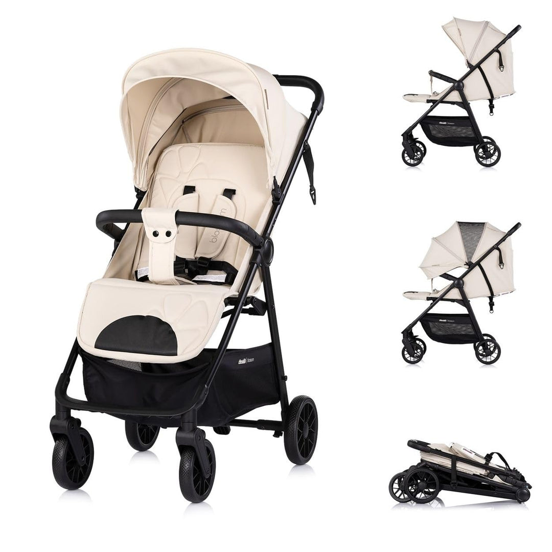 Chipolino Kinderwagen Blossom Stossdämpfer verstellbare Rückenlehne Korb bis 22kg beige, beige