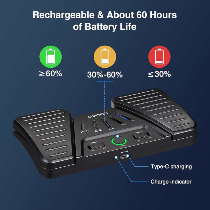 LEKATO Bluetooth Page Turning Pedal, Drahtloser Page Turner, Wiederaufladbarer Seitenwender für Smar