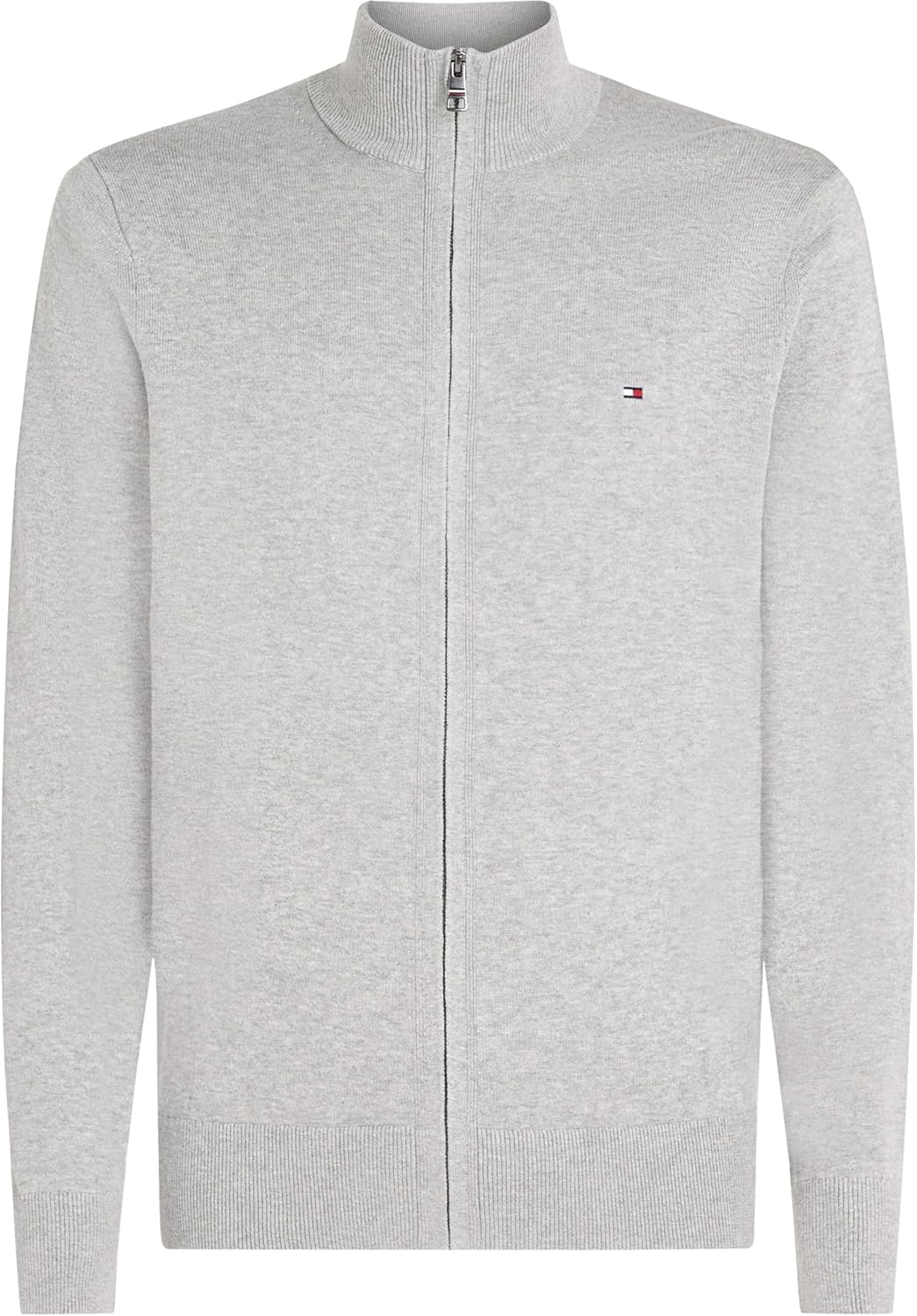Tommy Hilfiger Herren Pullover mit Reissverschluss Stehkragen XXL Grau (Light Grey Heather), XXL Gra