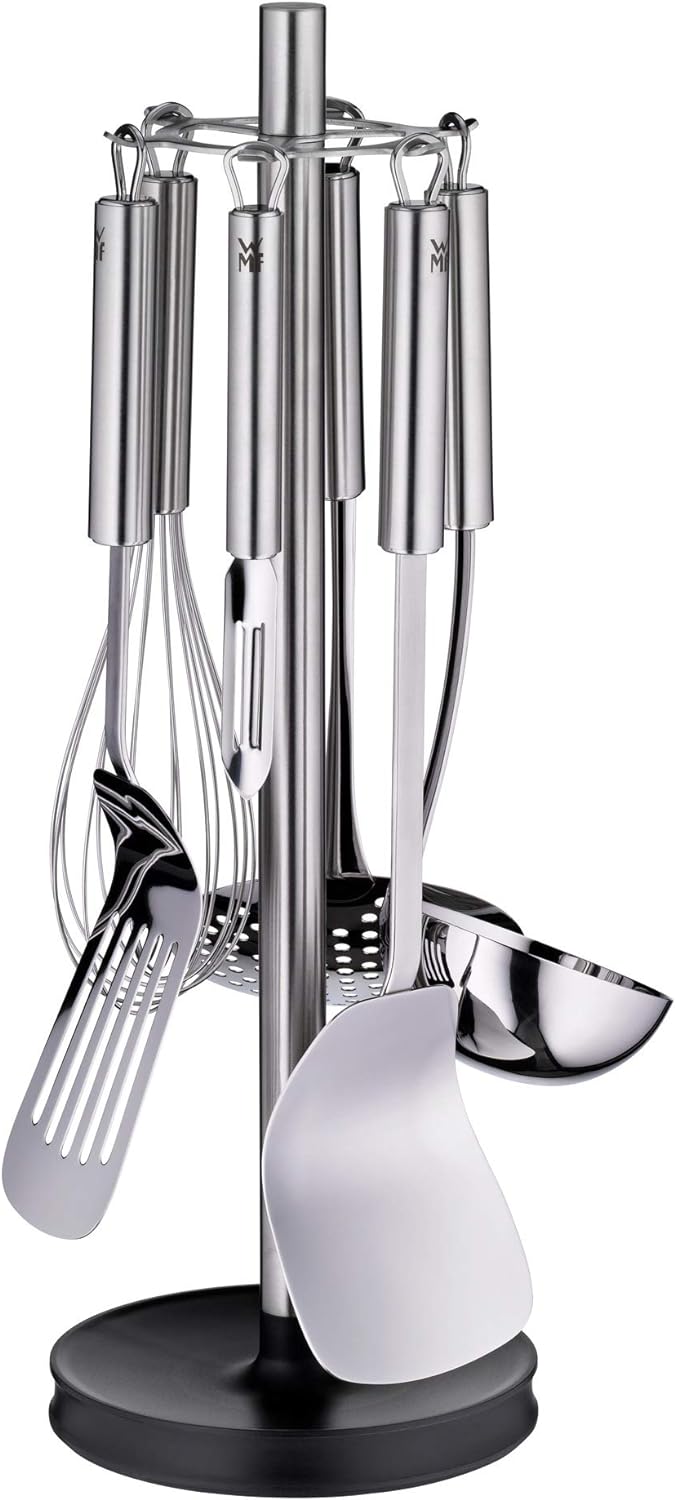 WMF Profi Plus Küchenhelfer Set 7-teilig, Ständer mit 6 Helfern, Schöpflöffel, Schaumlöffel, Wokwend