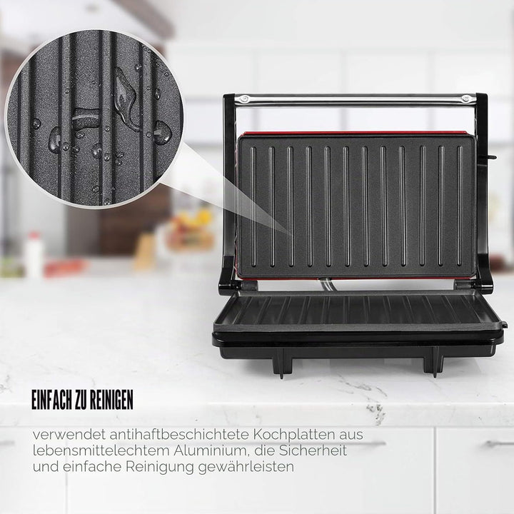 Gotoll Kontaktgrill, Sandwichtoaster,Panini Grill, Panini Sandwich Maker, Elektrogrill Multifunktion